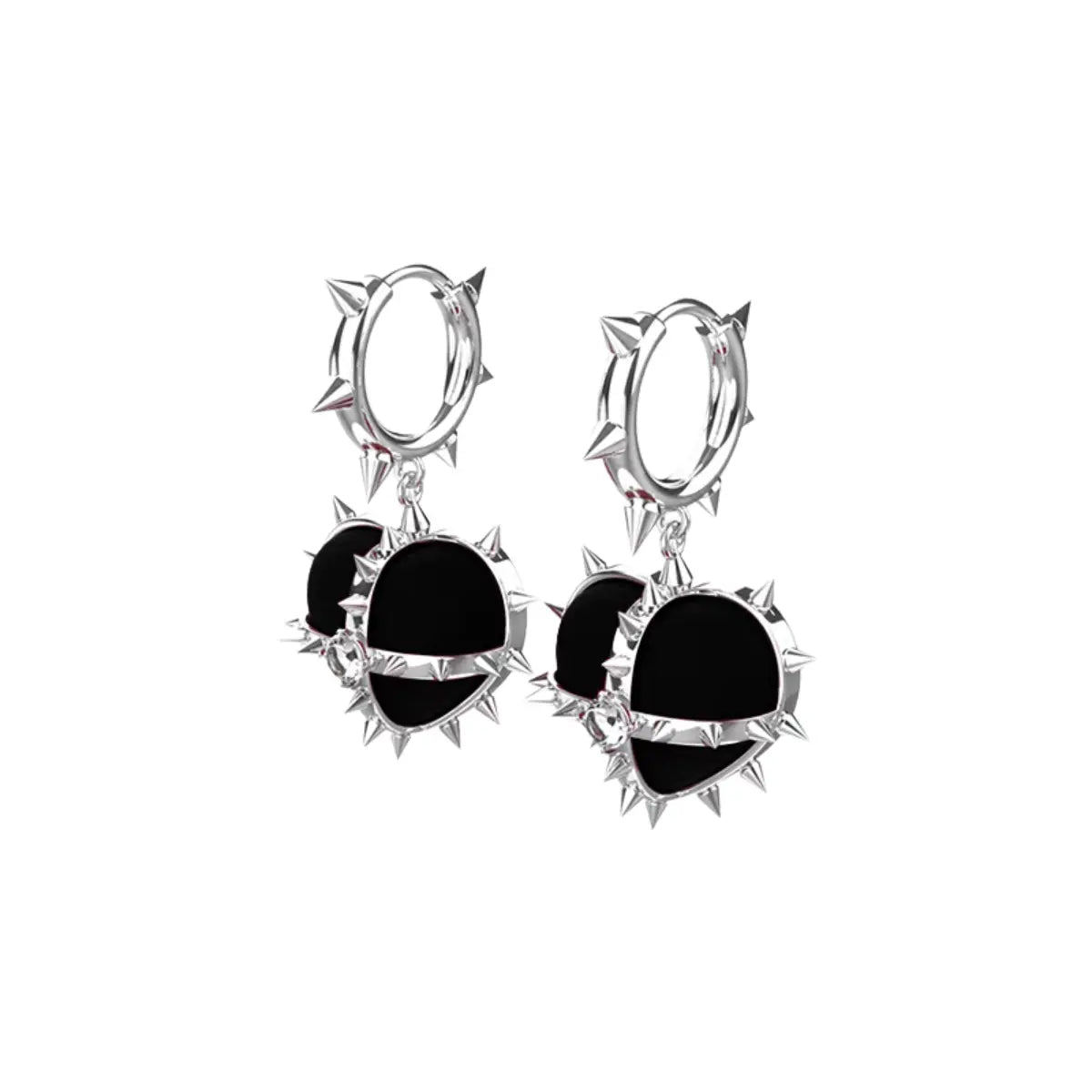 Spiked Heart Earrings Black Velvet