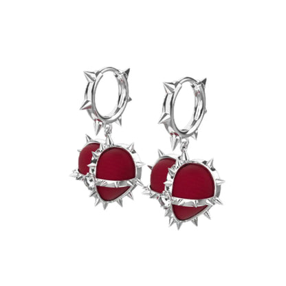 Spiked Heart Earrings Red Velvet