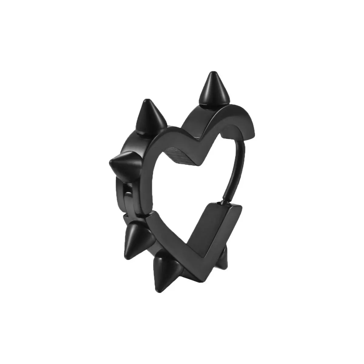 Spiked Heart Hoop Earrings Black