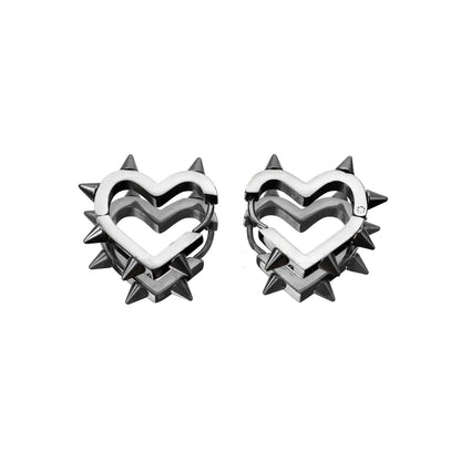 Spiked Heart Hoop Earrings