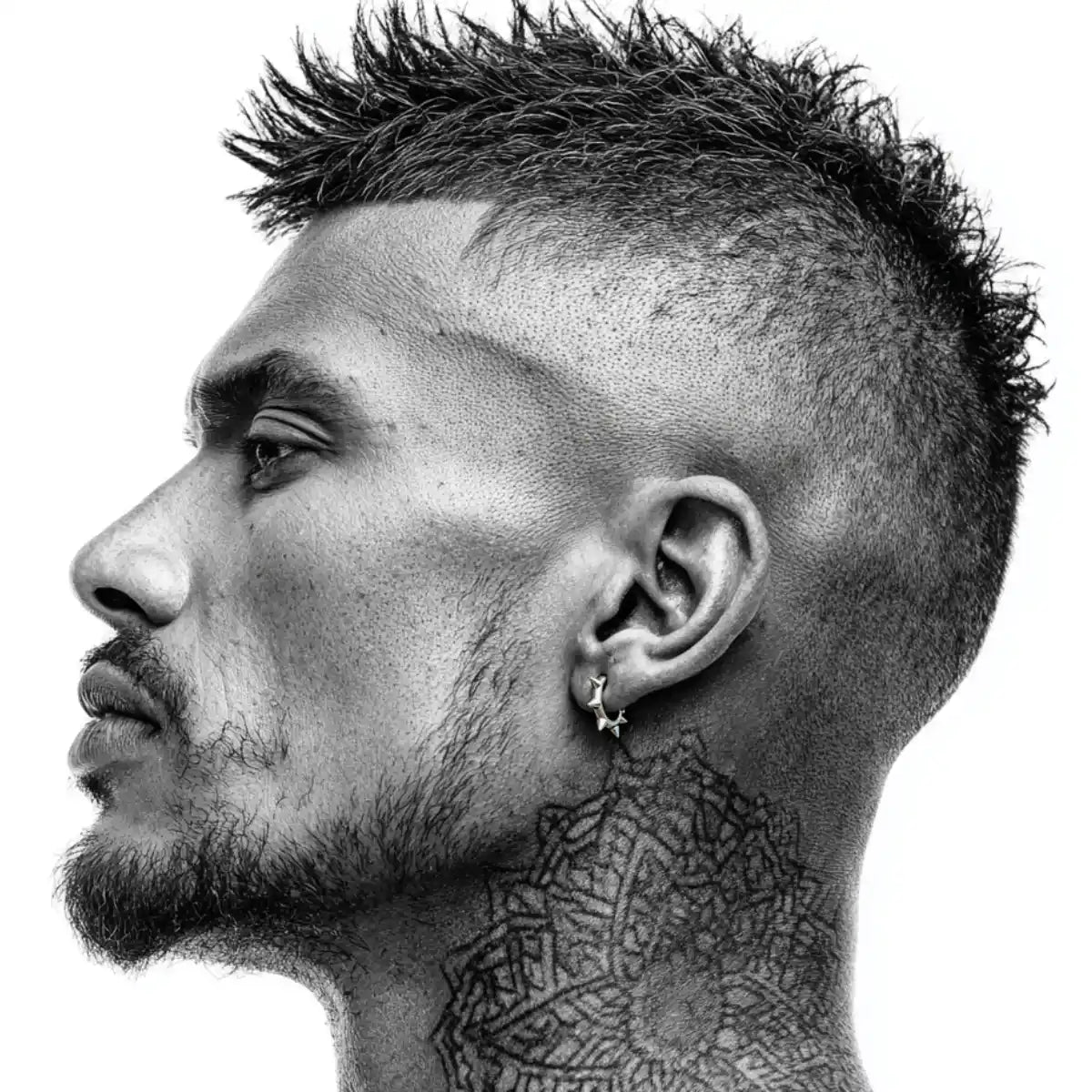 Spiked Hoop Earrings Worn by Male Model