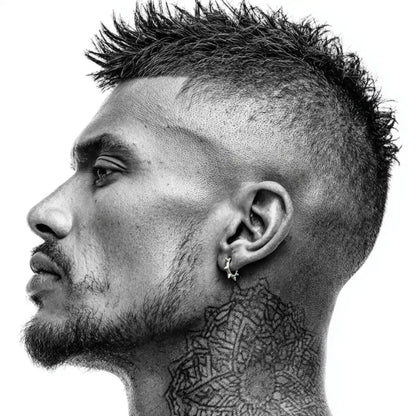 Spiked Hoop Earrings Worn by Male Model