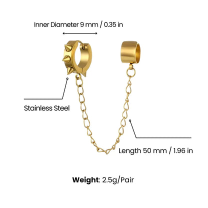Spiked Hoop Earrings and Ear Cuff Dimensions and Weight