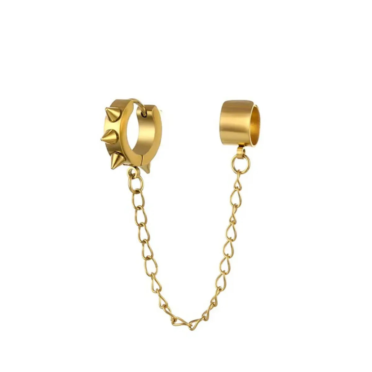 Spiked Hoop Earrings and Ear Cuff Gold