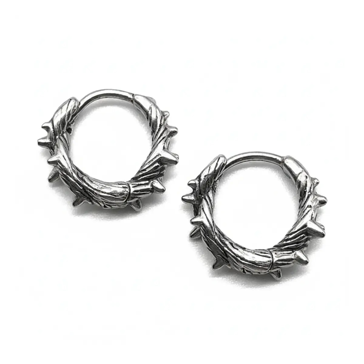 Spiked Thorn Huggie Hoop Earrings Front