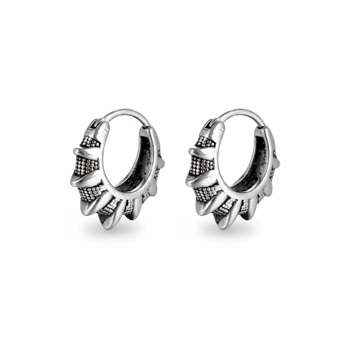 Spikelet Huggie Hoop Earrings Front