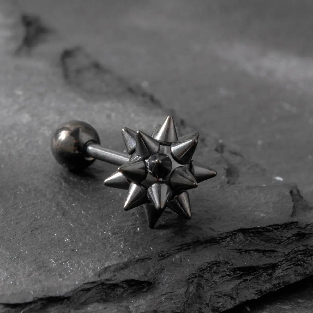 Spiky Ball Stud Earrings Black