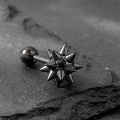 Spiky Ball Stud Earrings Black