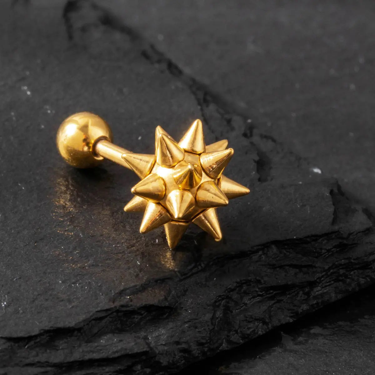 Spiky Ball Stud Earrings Gold