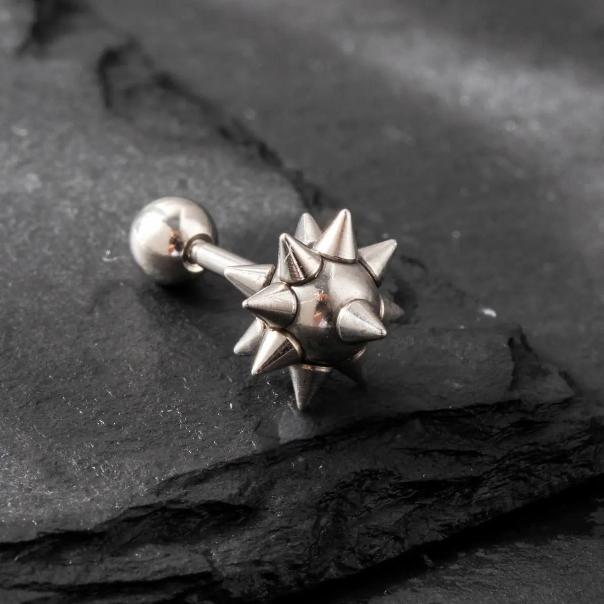 Spiky Ball Stud Earrings Silver