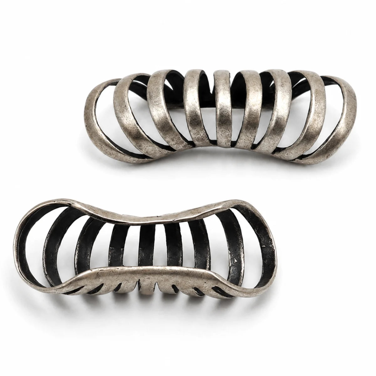 Spine Ear Cuff Earrings 925 Silver Front View White Background