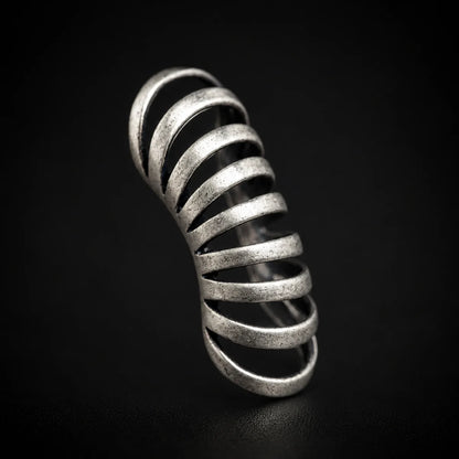 Spine Ear Cuff Earrings 925 Silver Single Cuff Close Up Black Background