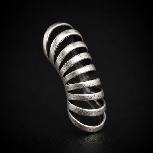 Spine Ear Cuff Earrings 925 Silver Single Cuff Close Up Black Background