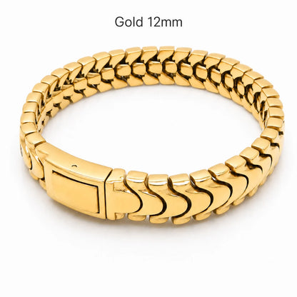 Spine Link Bracelet Gold 12mm Front View White Background