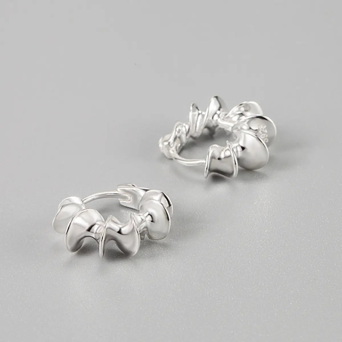 Spiral Hoop Earrings Silver Top View