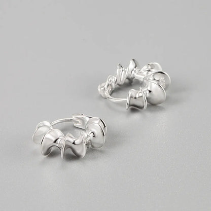 Spiral Hoop Earrings Silver Top View