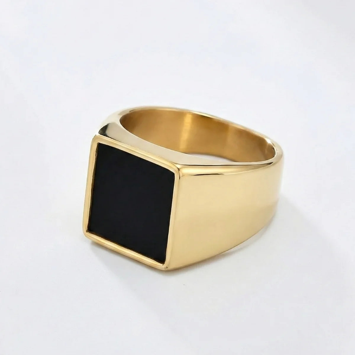 Square Black Ring Gold Details
