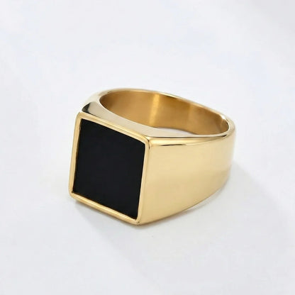 Square Black Ring Gold Details