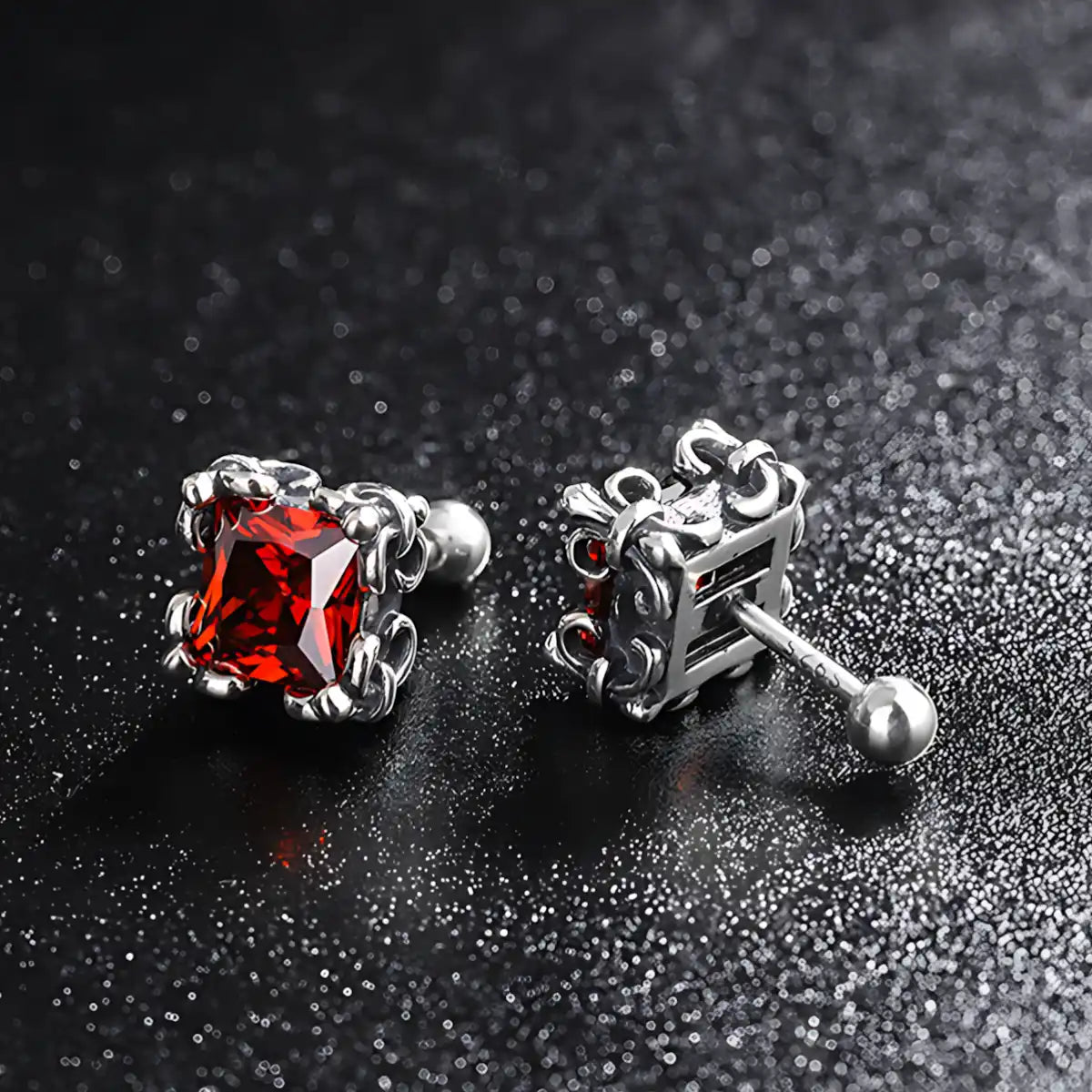 Square Cut Ruby Glow Diamond Stud Earrings Details
