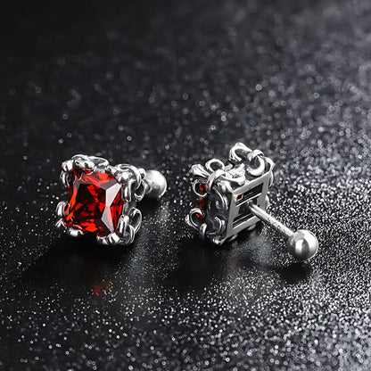 Square Cut Ruby Glow Diamond Stud Earrings Details