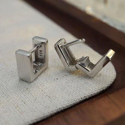 Square Hoop Earrings Sterling Silver Side Details