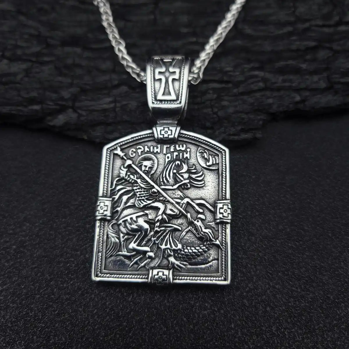 St George Medal with Chain Front Close Up