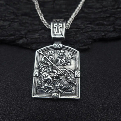 St George Medal with Chain Front Close Up