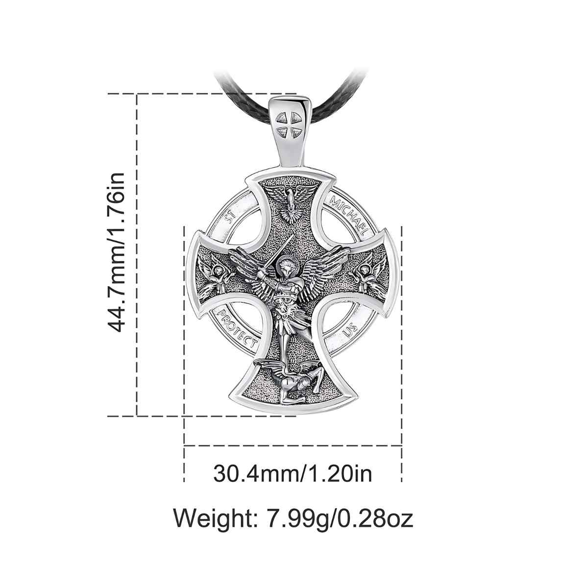 St Michael Archangel Cross Necklace Dimensions and Weight Xenos Jewelry