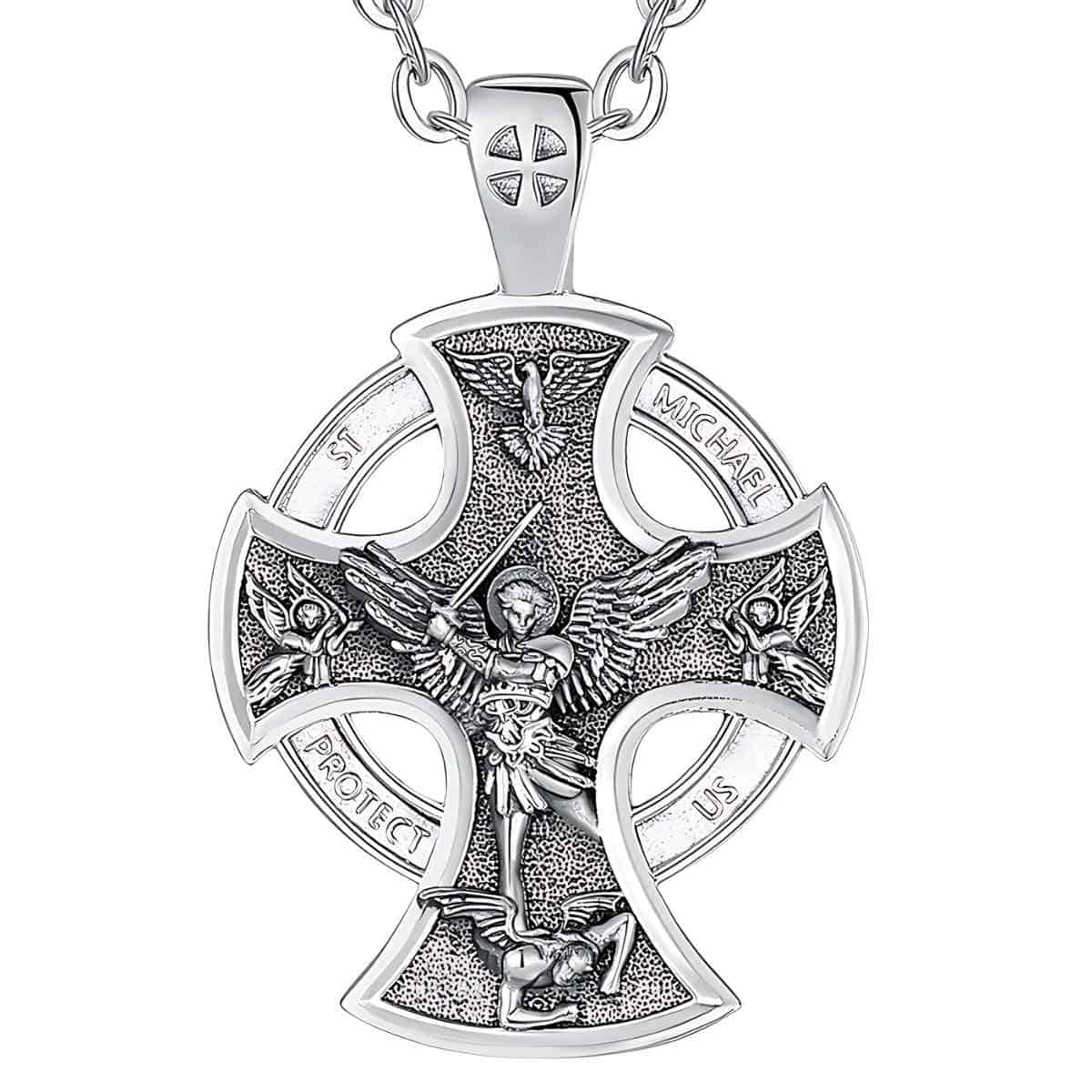 St Michael Archangel Cross Necklace with 18 inch Chain Xenos Jewelry