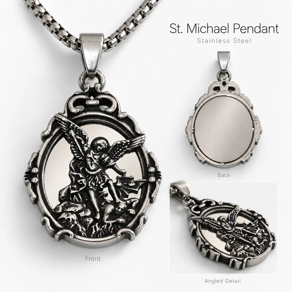 St Michael Mirror Necklace Multi Angle Product Feature Showcase