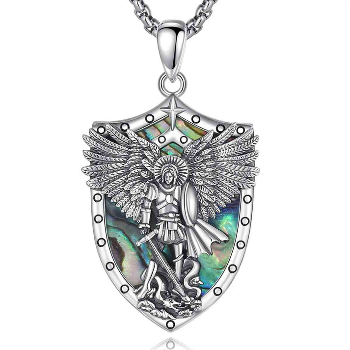 St. Michael Necklace with Abalone Shell