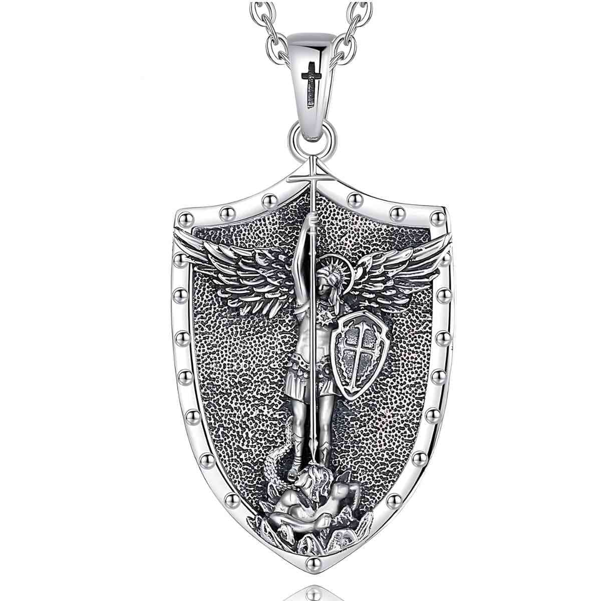 St Michael Shield Necklace with 18 inch Chain Xenos Jewelry