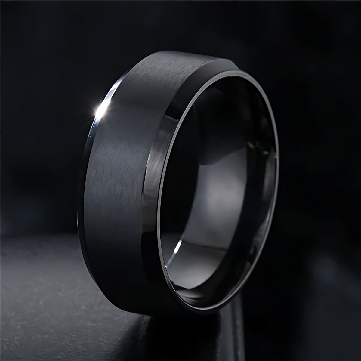 Stainless Steel Matte Black Ring Xenos Jewelry