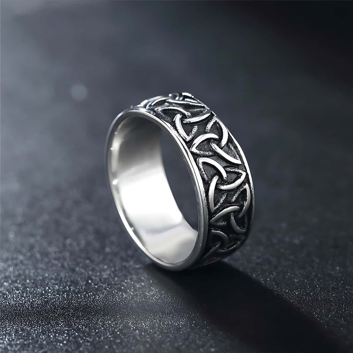 Stainless Steel Celtic Knot Band Ring Xenos Jewelry