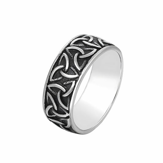 Stainless Steel Celtic Knot Band Ring Xenos Jewelry
