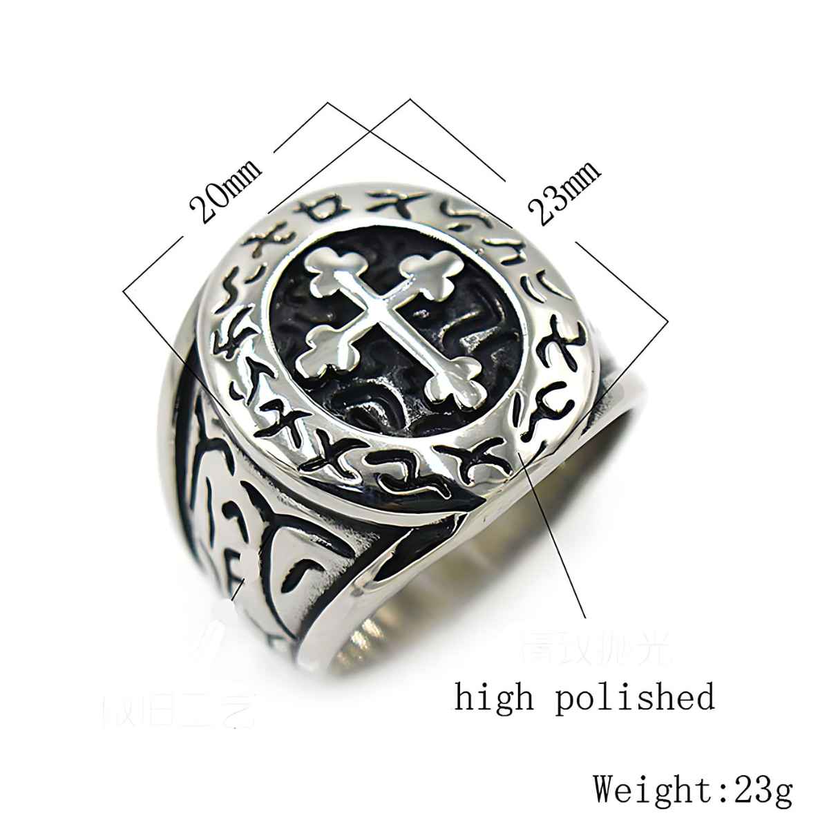Stainless Steel Crucifix Ring Xenos Jewelry