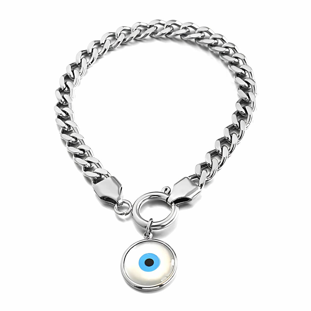 Stainless Steel Evil Eye Bracelet for Women Silver Xenos Jewelry