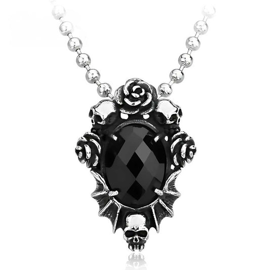 Stainless Steel Gothic Rose Necklace Xenos Jewelry