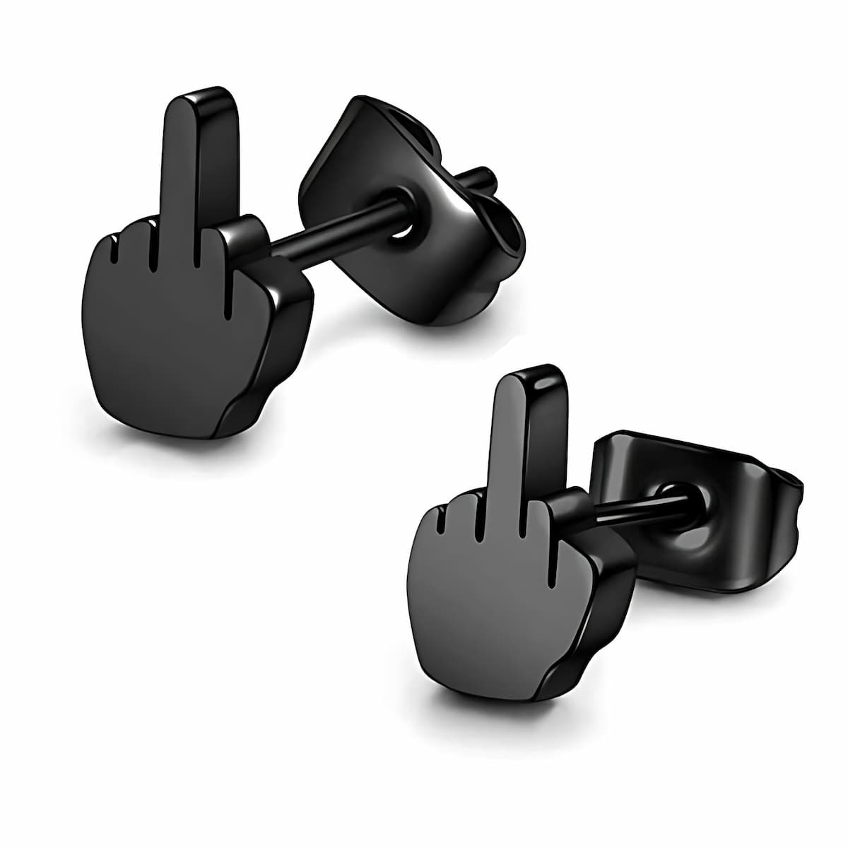 Stainless Steel Middle Finger Earrings Black Xenos Jewelry