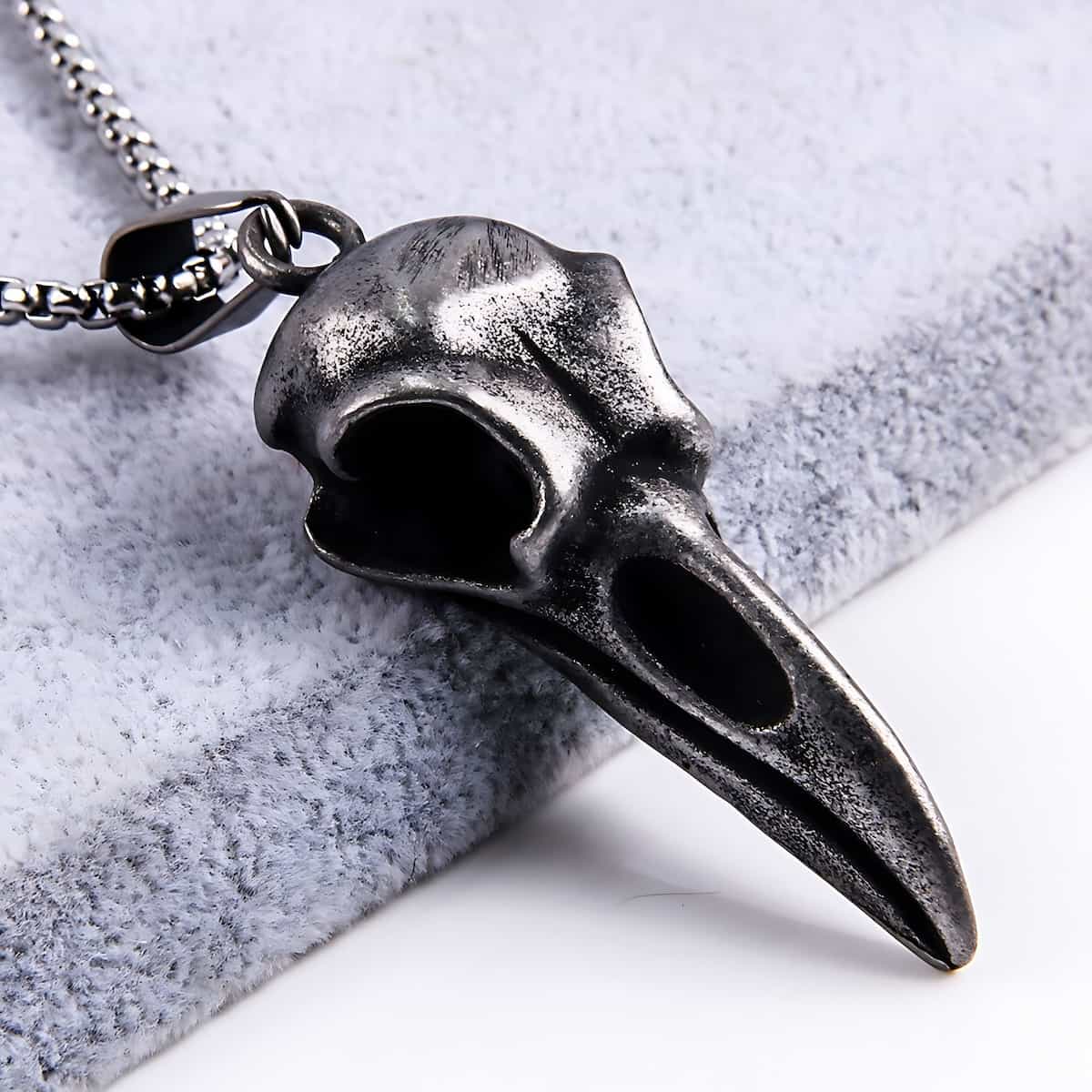Stainless Steel Raven Necklace Silver Xenos Jewelry