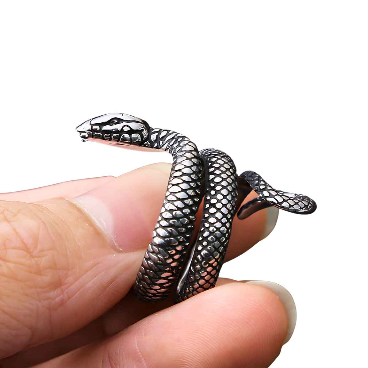 Stainless Steel Serpent Ring Xenos Jewelry