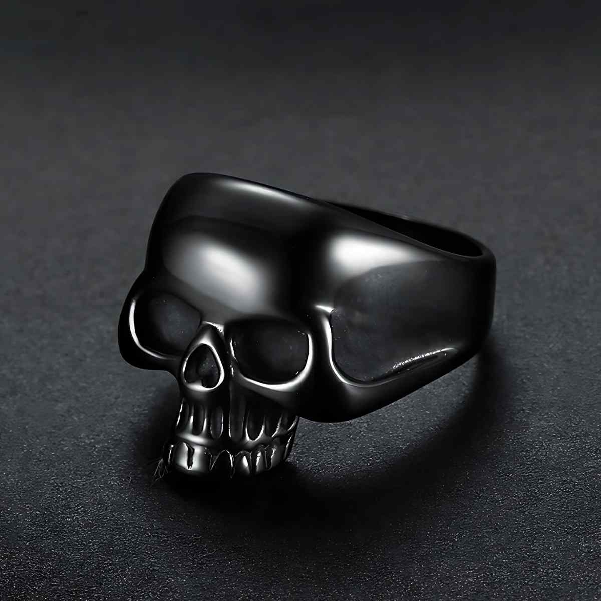 Stainless Steel Skull Ring Black