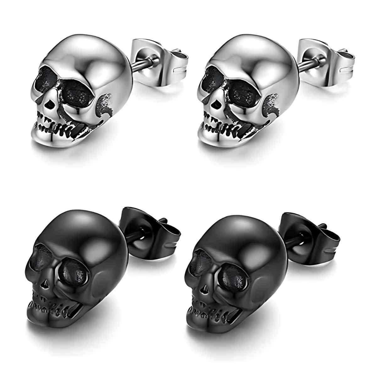 Stainless Steel Skull Stud Earrings
