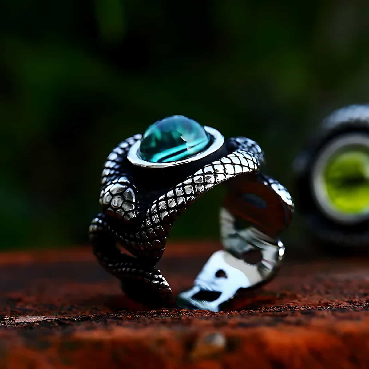 Stainless Steel Snake Eye Gemstone Ring