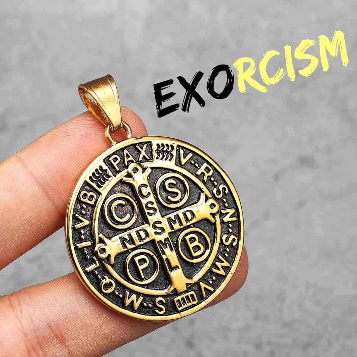 Stainless Steel St Benedict Medal Pendant Black Gold Pendant Only Xenos Jewelry