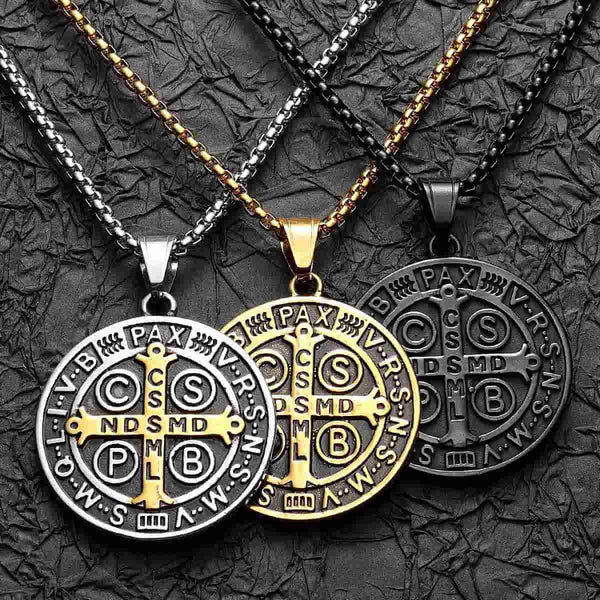 Stainless Steel St. Benedict Medal Pendant | Xenos Jewelry