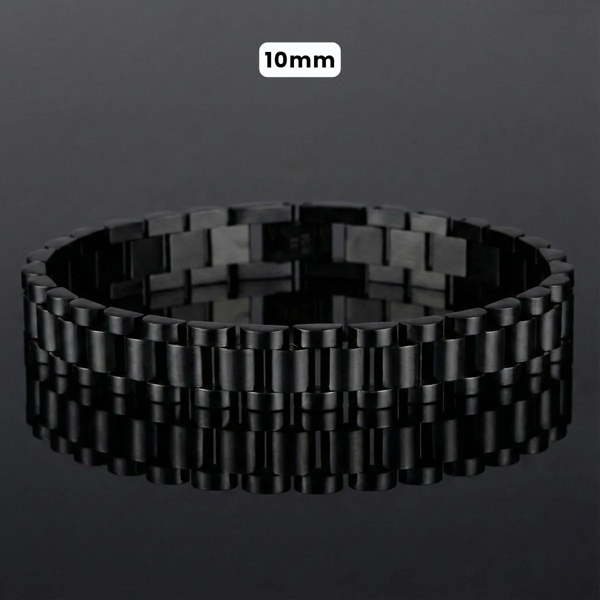 Stainless Steel Watch Band Chain Bracelet Black 10mm