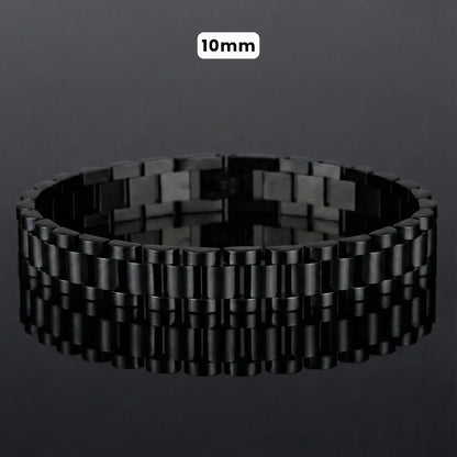 Stainless Steel Watch Band Chain Bracelet Black 10mm