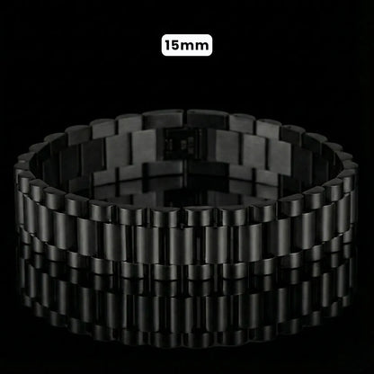Stainless Steel Watch Band Chain Bracelet Black 15mm
