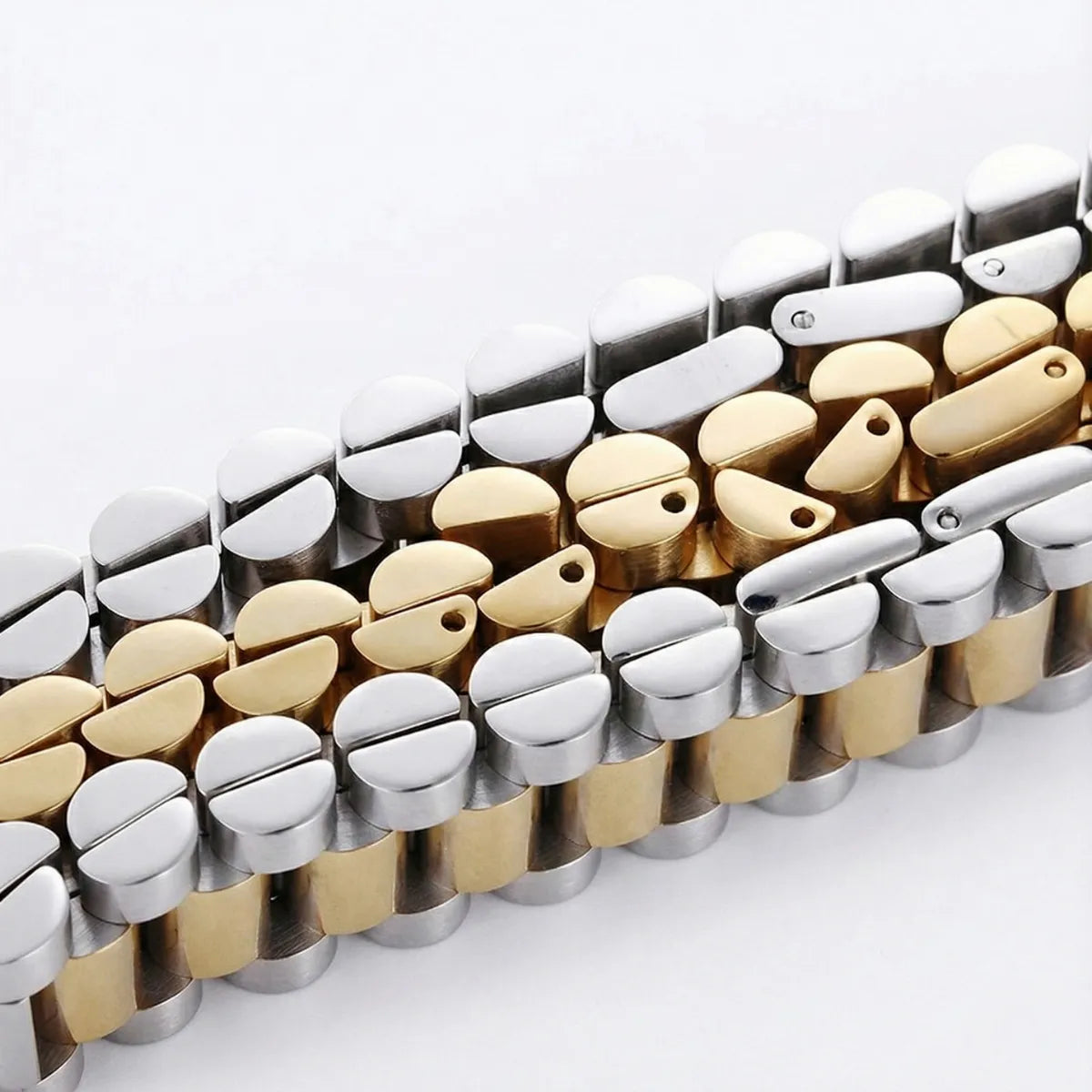 Stainless Steel Watch Band Chain Bracelet Close Up